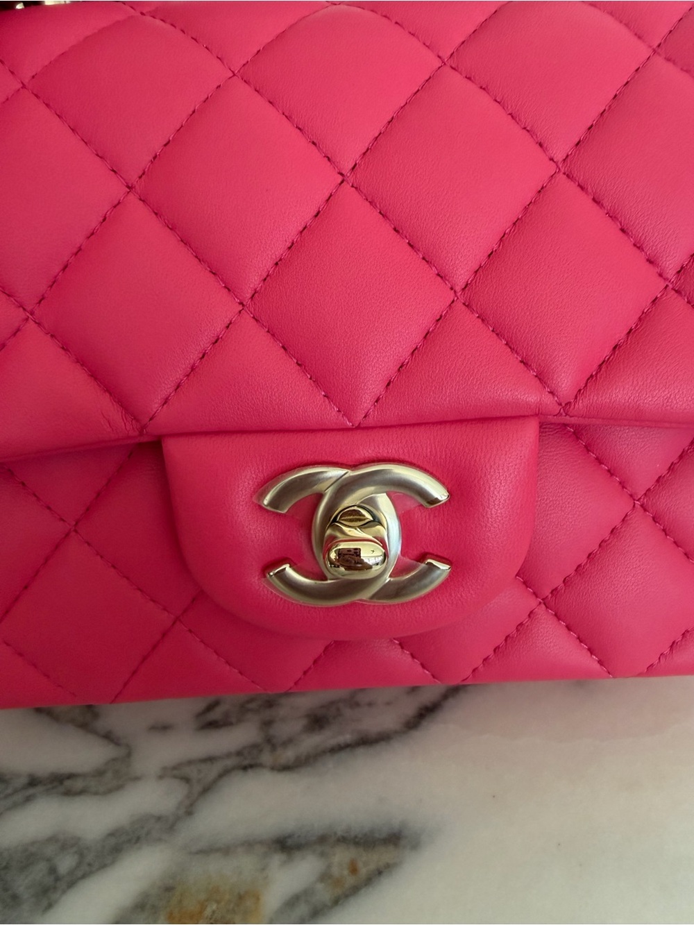CHANEL Quilted Top-Handle Flap Bag in Fuchsia with Gold Hardware - Picture 2 of 8
